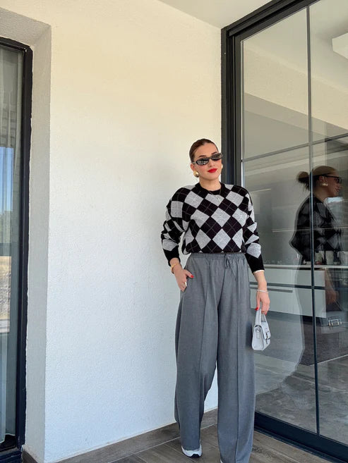 MİNİK BAKLAVA DESENLİ KAZAK