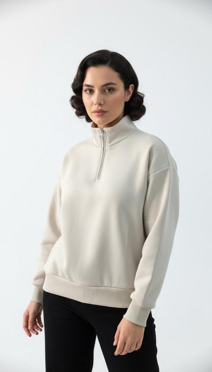 YARIM FERMUARLI SWEATSHİRT