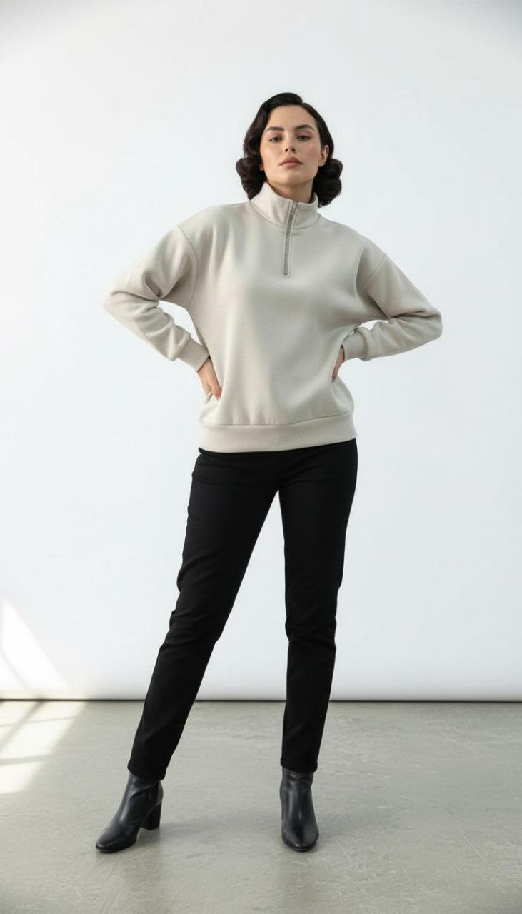 YARIM FERMUARLI SWEATSHİRT