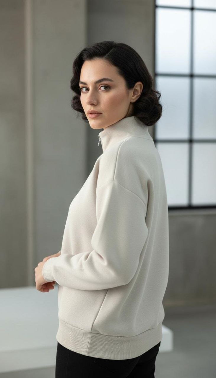 YARIM FERMUARLI SWEATSHİRT