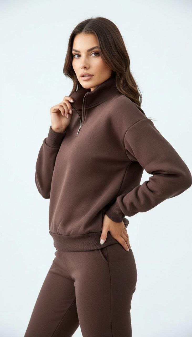 YARIM FERMUARLI SWEATSHİRT