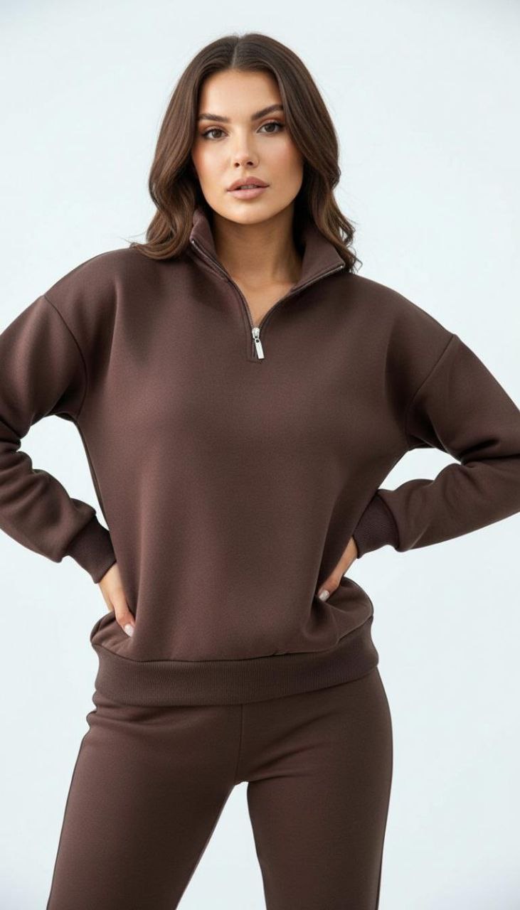 YARIM FERMUARLI SWEATSHİRT