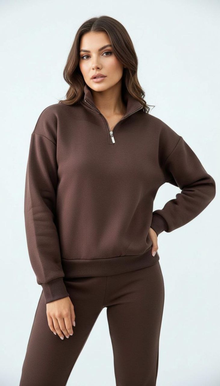 YARIM FERMUARLI SWEATSHİRT