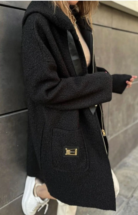 FERMUARLI KAPÜŞONLU BUKLET KUMAŞ KABAN