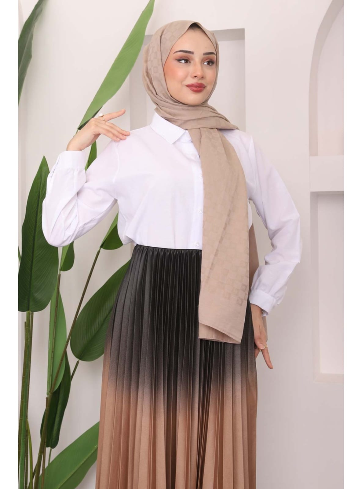 PİLELİ RENK DETAYLI UZUN ETEK