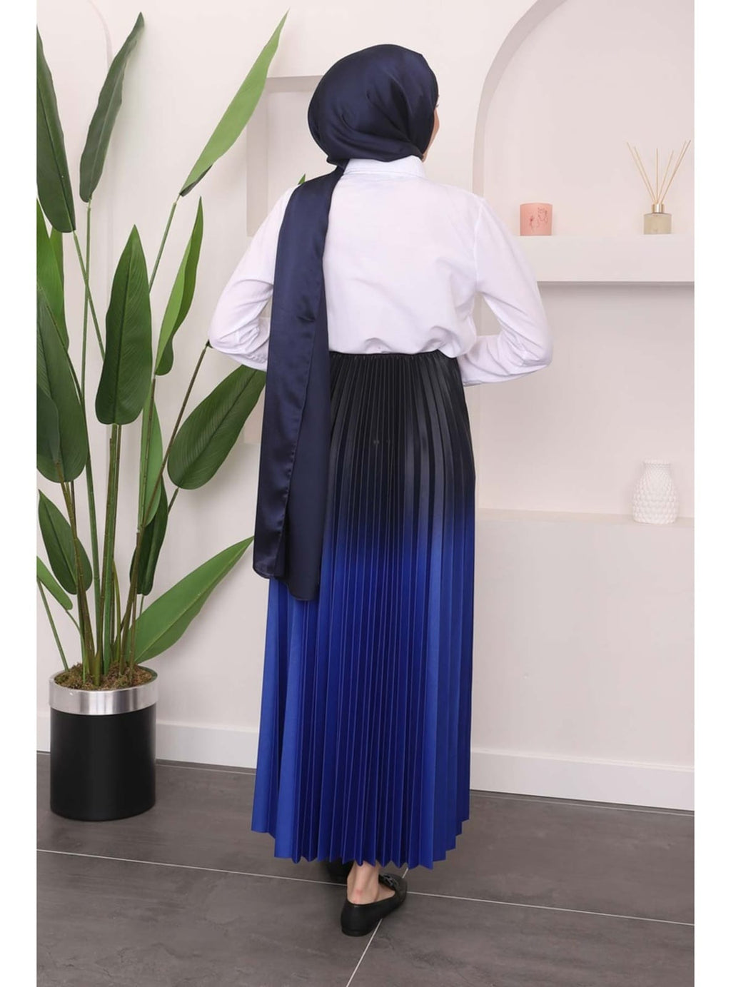 PİLELİ RENK DETAYLI UZUN ETEK