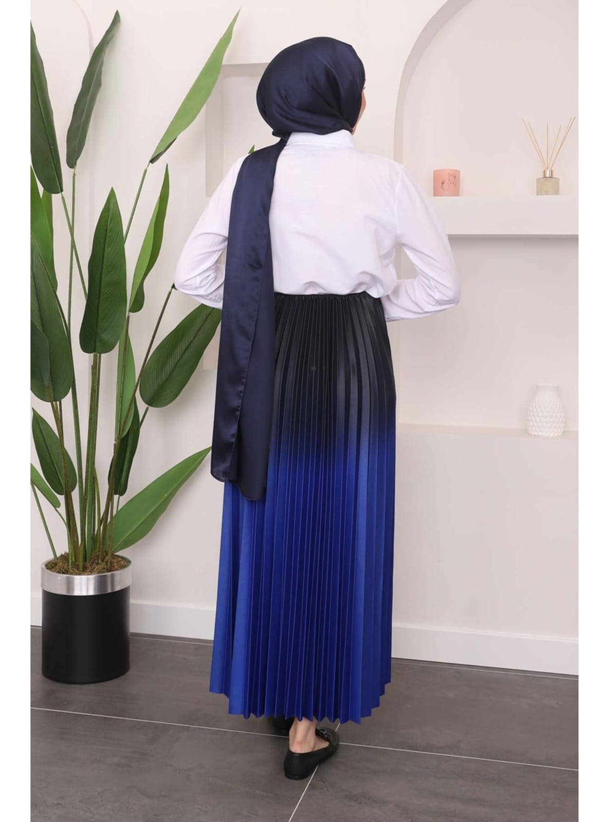 PİLELİ RENK DETAYLI UZUN ETEK