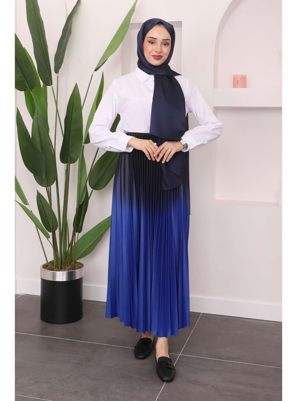 PİLELİ RENK DETAYLI UZUN ETEK