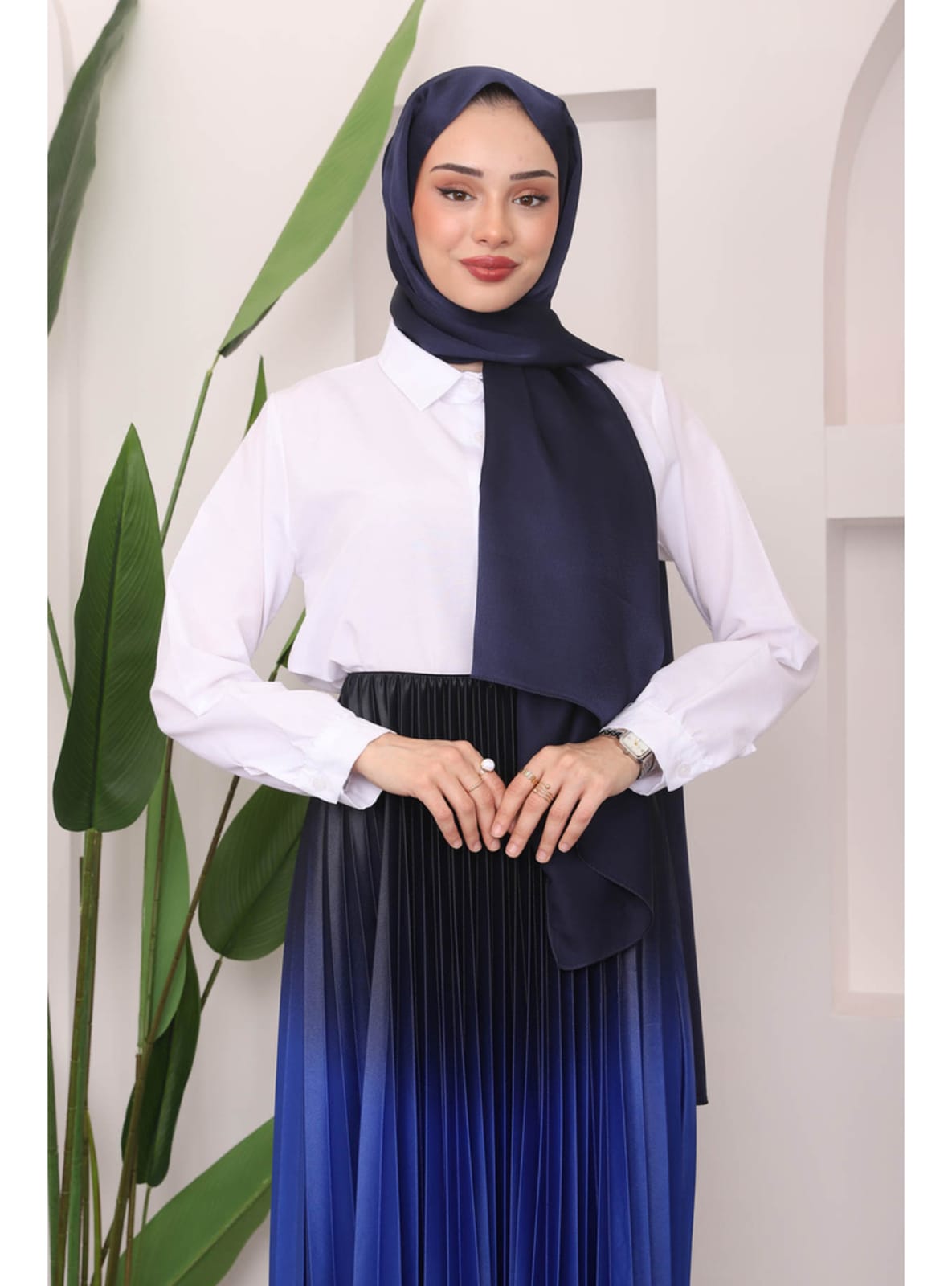 PİLELİ RENK DETAYLI UZUN ETEK