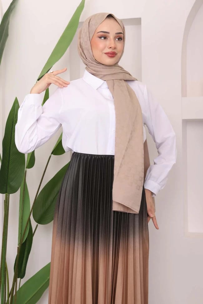 PİLELİ RENK DETAYLI UZUN ETEK