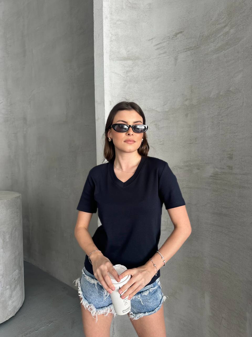 MASSIMO DUTTI V YAKA BASİC T-SHIRT