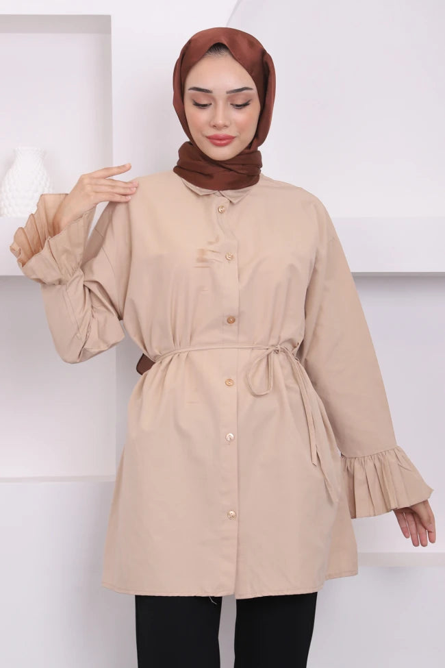 BELİ İPLİ KOL DETAYLI TUNİK