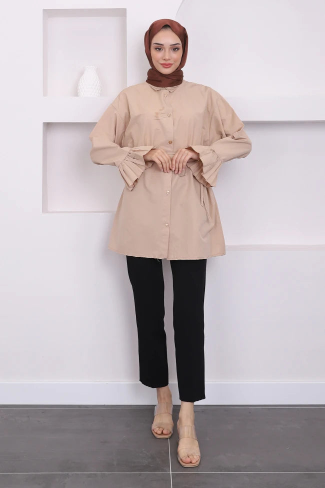 BELİ İPLİ KOL DETAYLI TUNİK