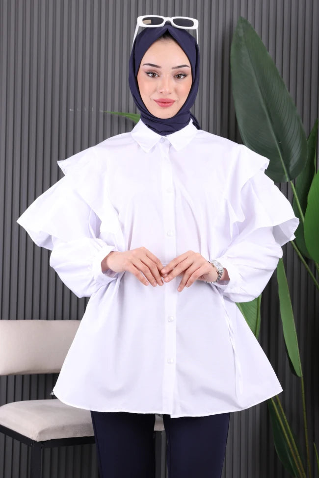 BEL KUŞAKLI FIRFIRLI TUNİK