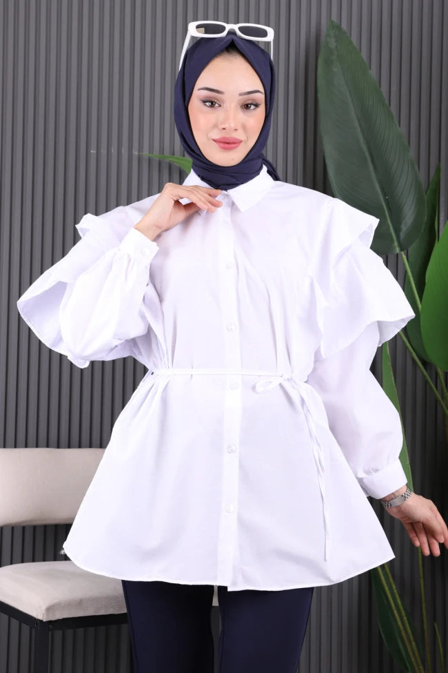 BEL KUŞAKLI FIRFIRLI TUNİK