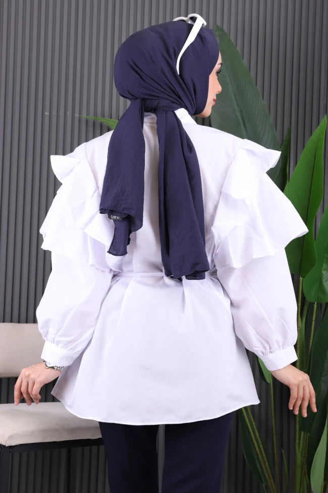 BEL KUŞAKLI FIRFIRLI TUNİK