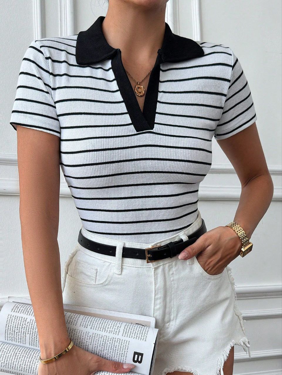 POLO YAKA GARNİLİ BLUZ