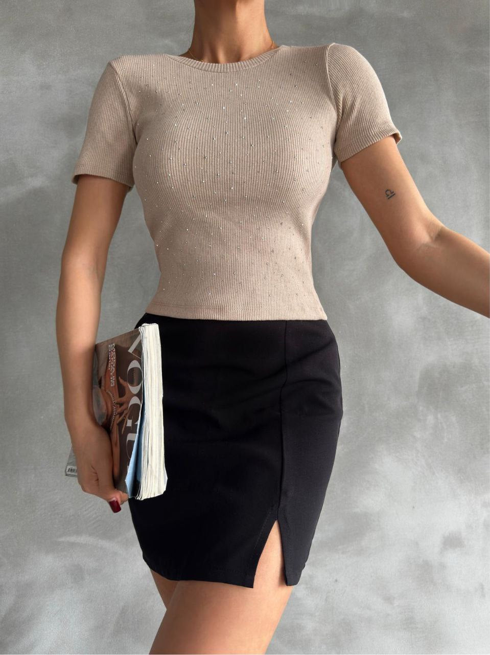 KARKORŞE KUMAŞ TAŞ BASKILI T-SHIRT