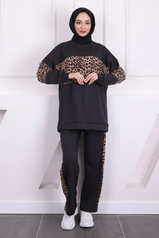 LEOPARLI MODAL TUNİK PANTOLONLU TAKIM