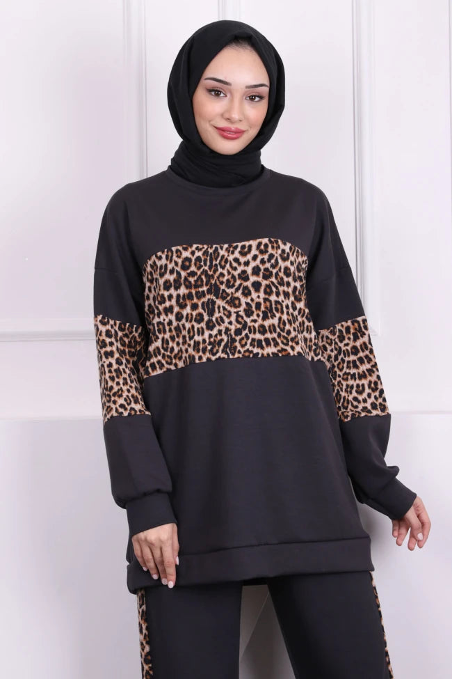 LEOPARLI MODAL TUNİK PANTOLONLU TAKIM