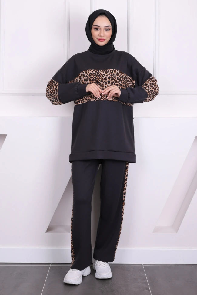 LEOPARLI MODAL TUNİK PANTOLONLU TAKIM