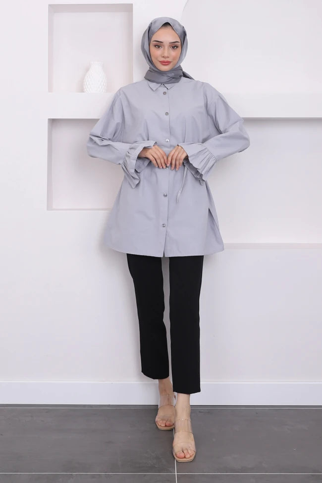 BELİ İPLİ KOL DETAYLI TUNİK