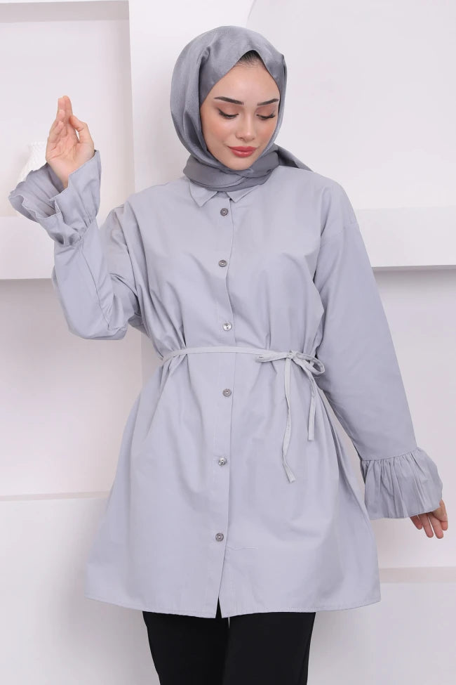 BELİ İPLİ KOL DETAYLI TUNİK