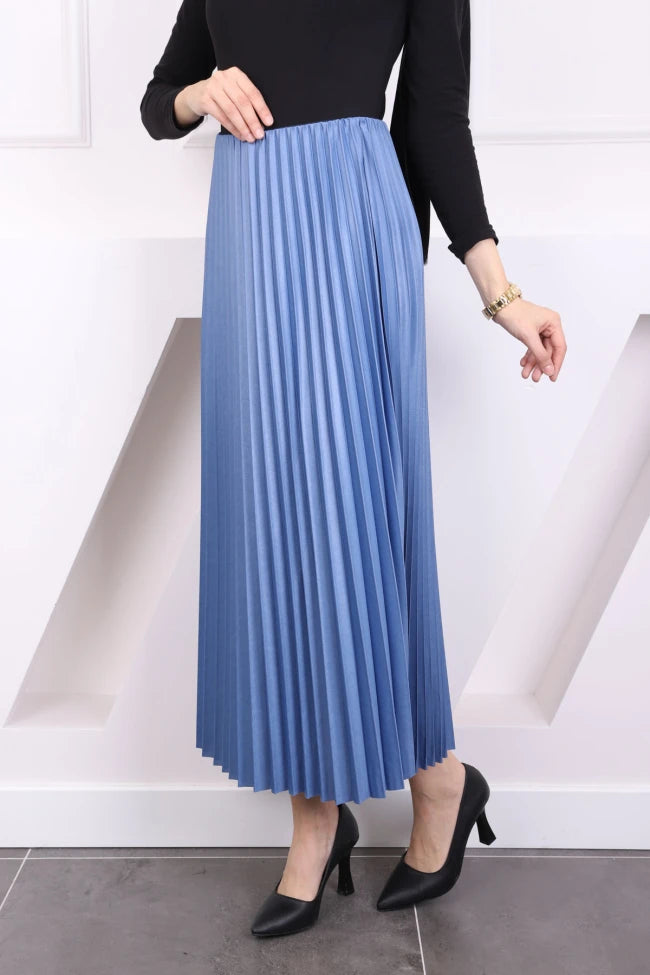 DERİ GÖRÜNÜMLÜ PİLİSELİ ETEK