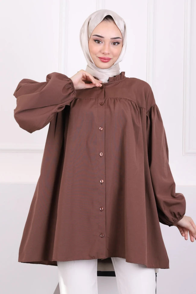 YAKA FIRFIRLI BALON KOL TUNİK