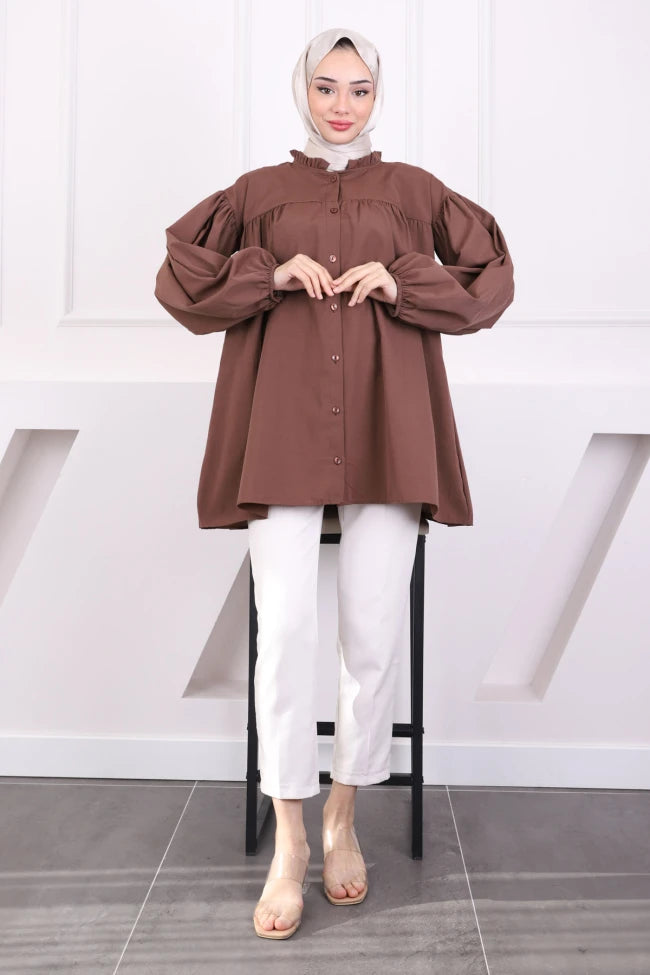 YAKA FIRFIRLI BALON KOL TUNİK