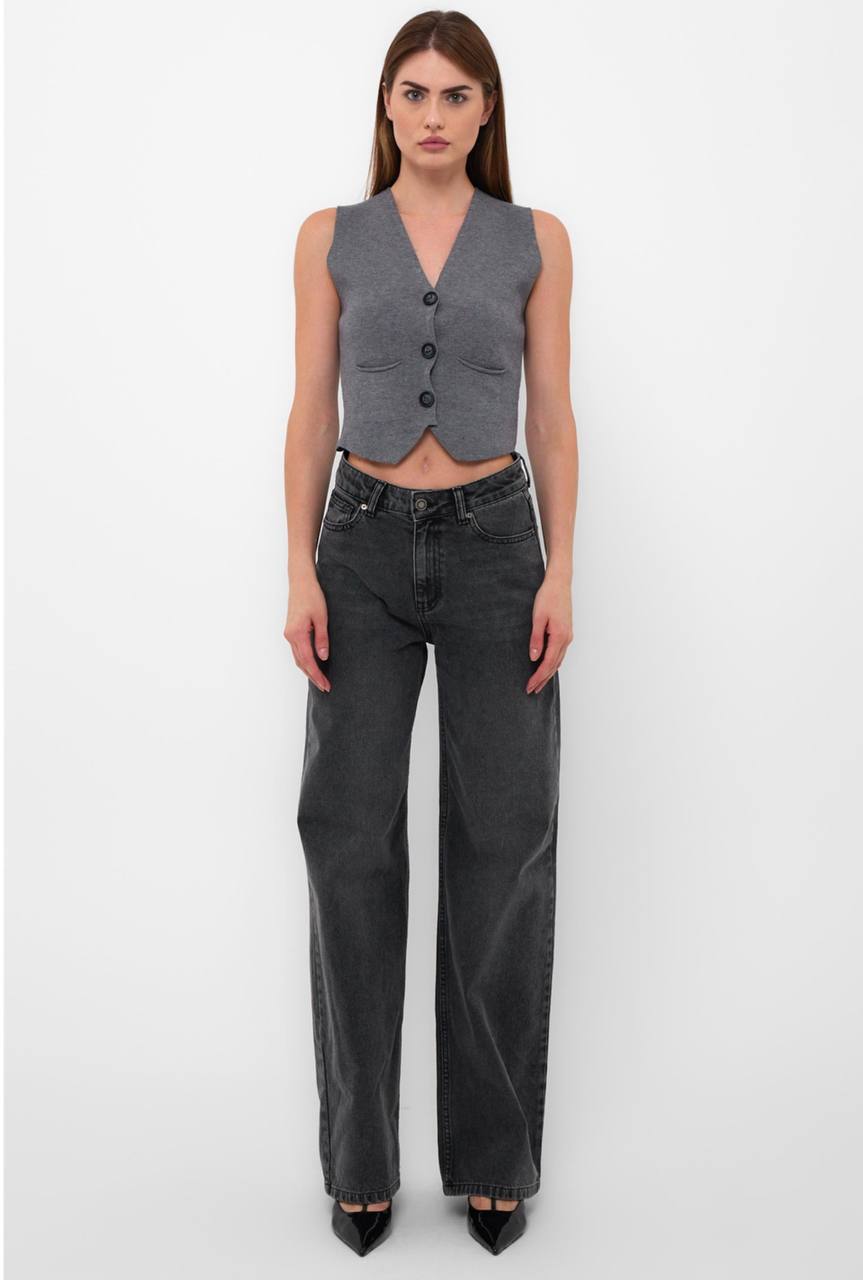 GRİ DÜĞMELİ YELEK