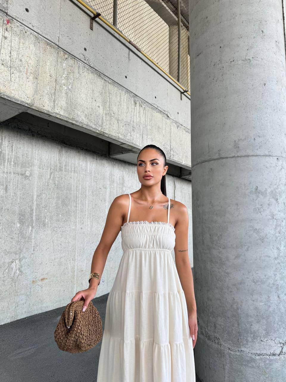 AYARLANABİLİR KETEN ASTARLI DANTEL ELBİSE