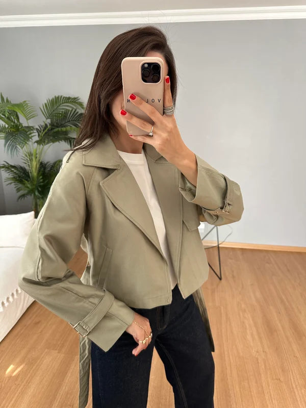 KISA CROP TENCEL KUMAŞ CEKET