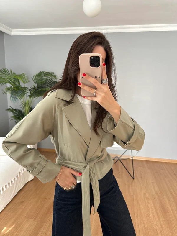 KISA CROP TENCEL KUMAŞ CEKET