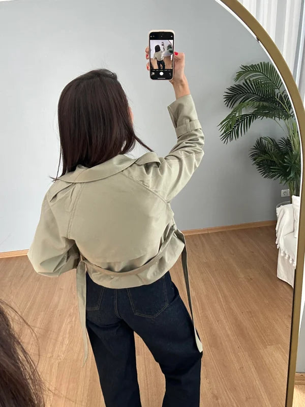 KISA CROP TENCEL KUMAŞ CEKET