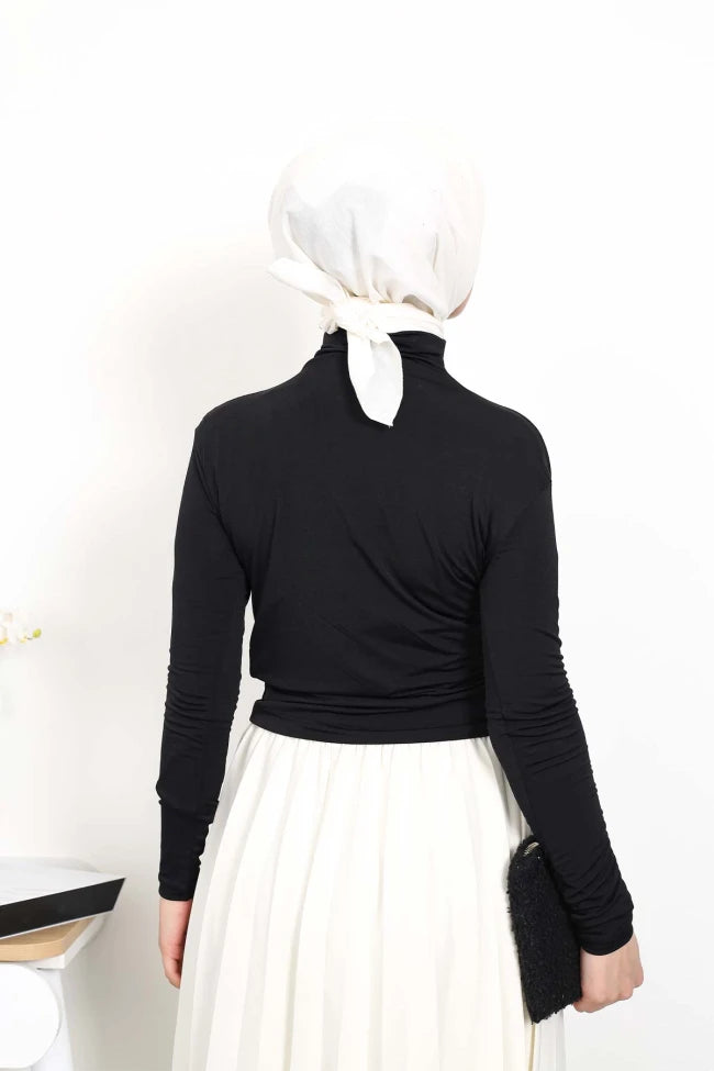 BALIKÇI YAKA DRAPELİ SANDY BLUZ