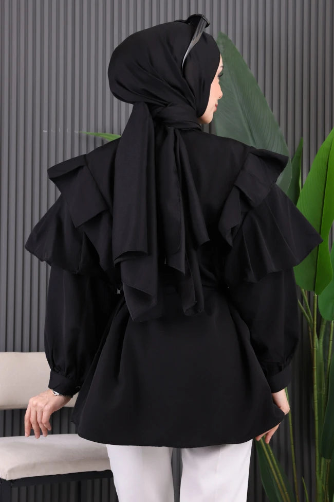 BEL KUŞAKLI FIRFIRLI TUNİK