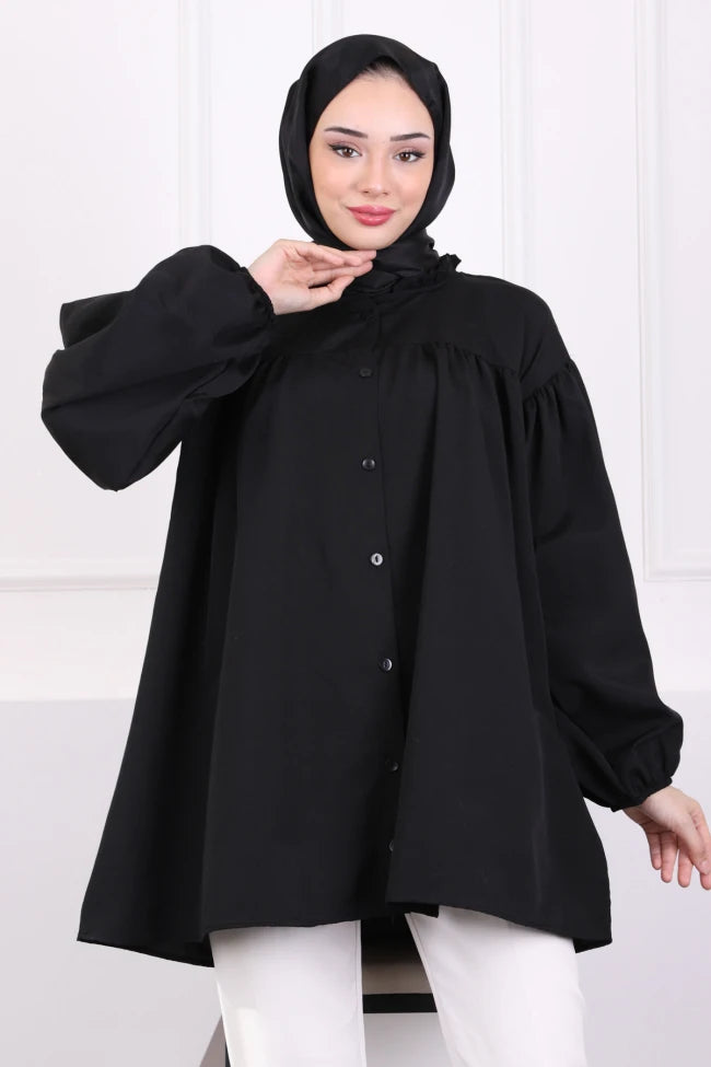 YAKA FIRFIRLI BALON KOL TUNİK