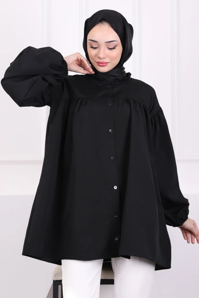 YAKA FIRFIRLI BALON KOL TUNİK