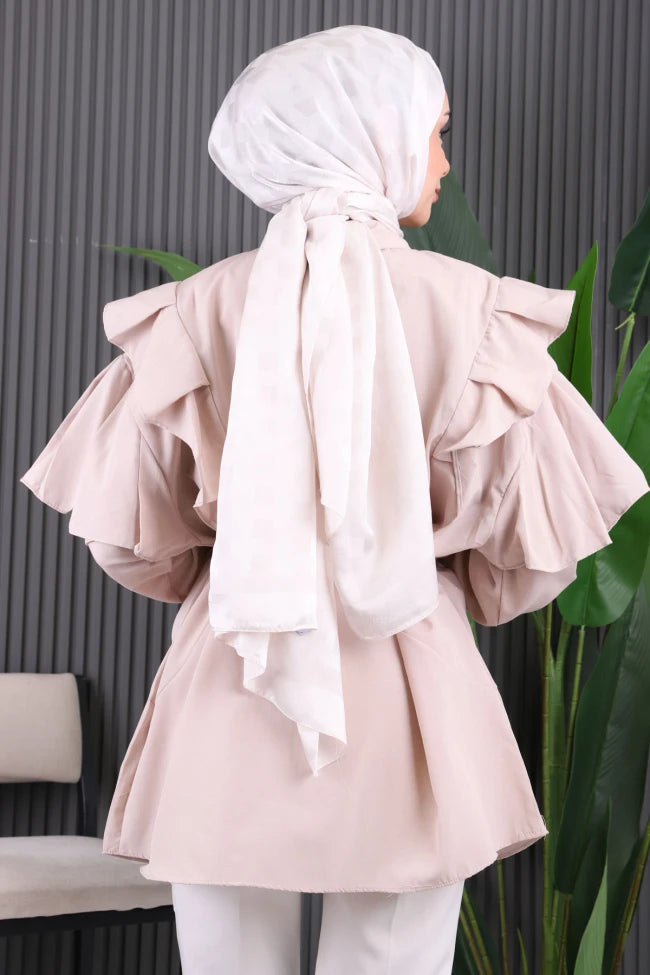 BEL KUŞAKLI FIRFIRLI TUNİK