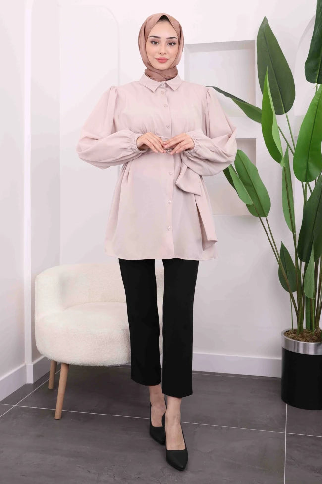 BEL KUŞAKLI GÖMLEK TUNİK