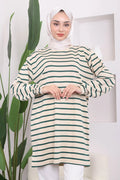 ÇİZGİLİ BİSİKLET YAKA TUNİK