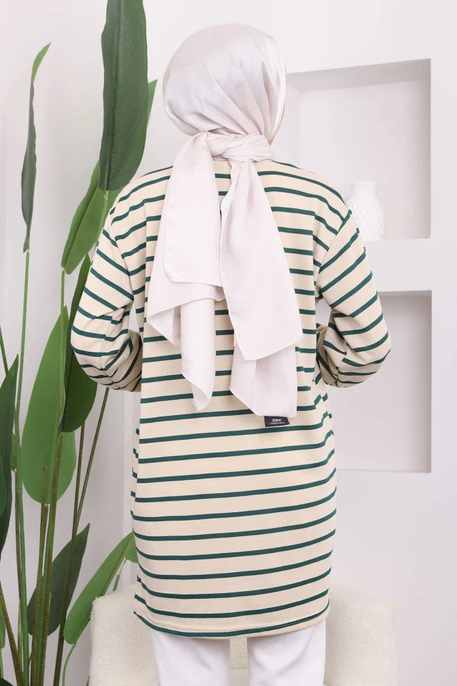 ÇİZGİLİ BİSİKLET YAKA TUNİK